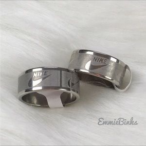 NWT Nike Swoosh Etched Stainless Steel Band Ring - Unisex Minimalist Design